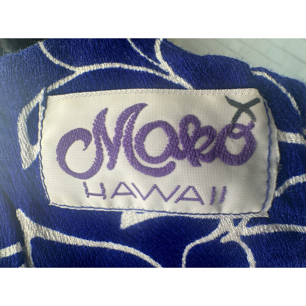 Mako M Hawaiian Vintage 1970s Floral Print Maxi Dress Polynesian Blue White Mumu - Picture 7 of 7